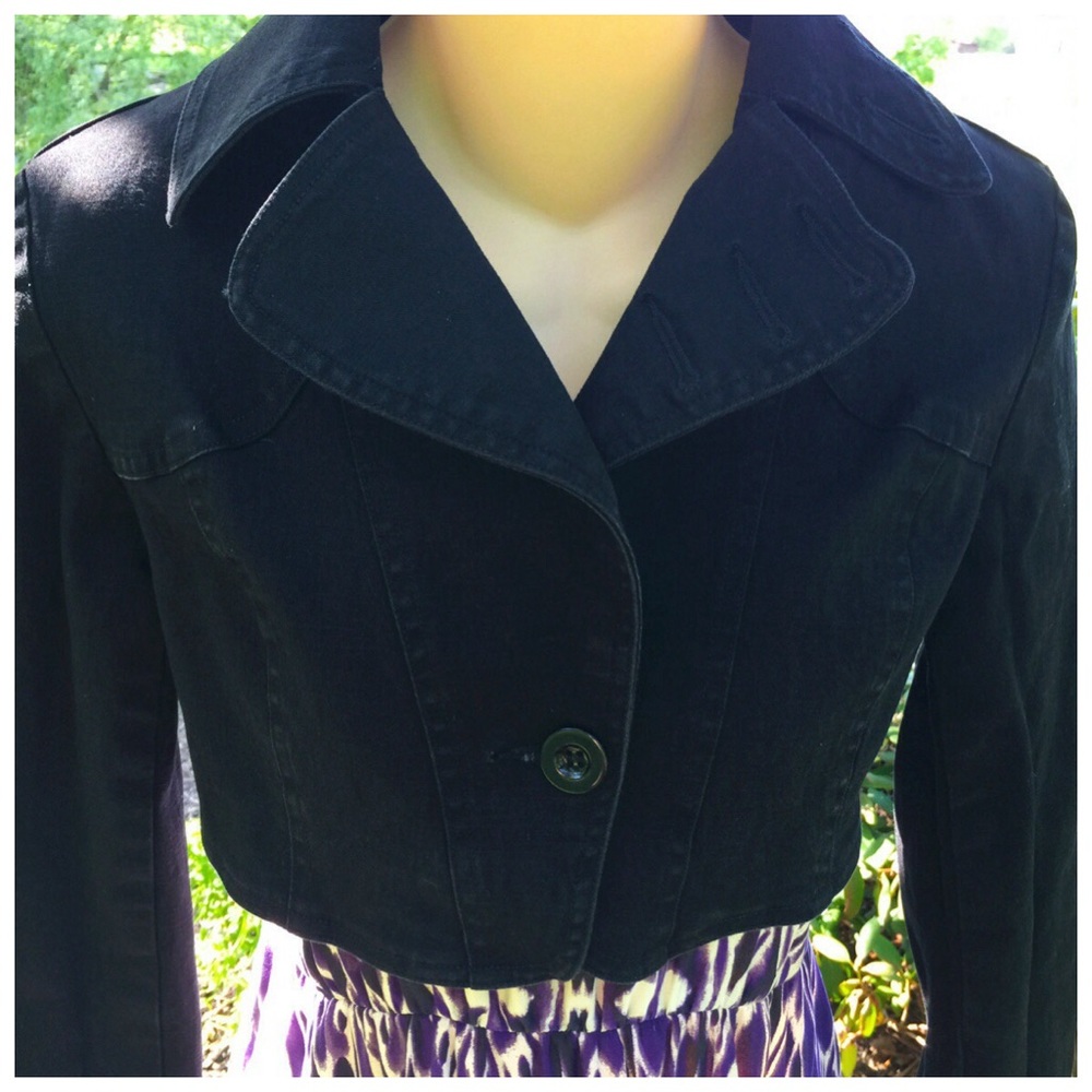SELINE U.S.A Black Crop Cotton Denim Jacket Size M